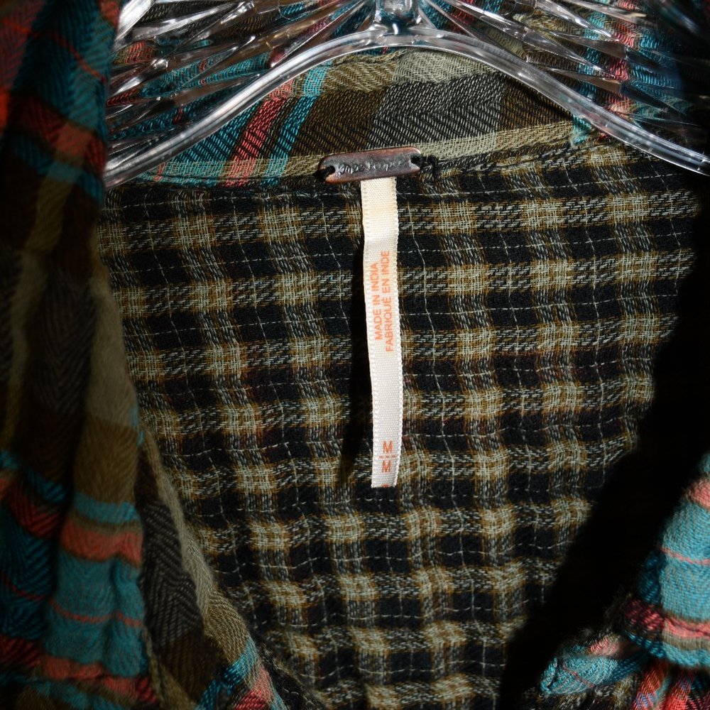 Free People Medium Multicolor Plaid Button Down Shirt - Picture 7 of 7